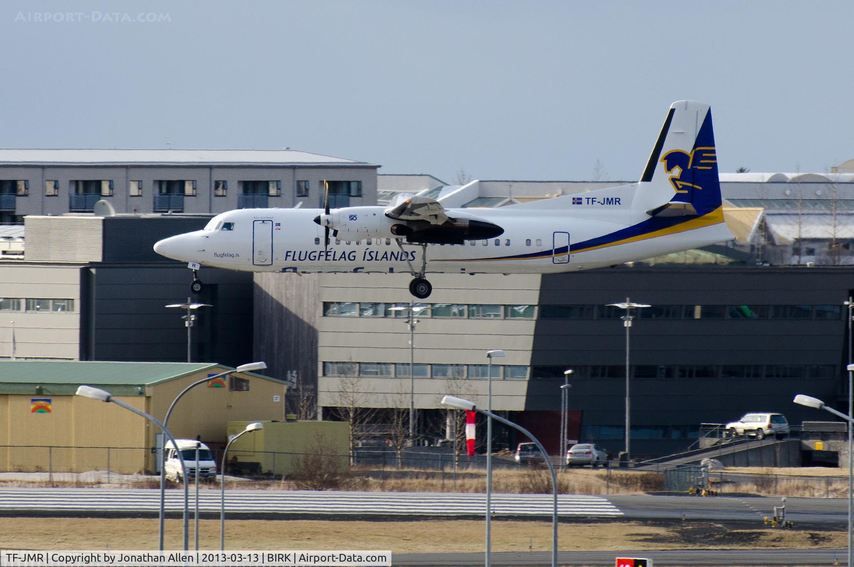 TF-JMR, 1992 Fokker 50 C/N 20243, About to land at Reykjavik domestic airport.
