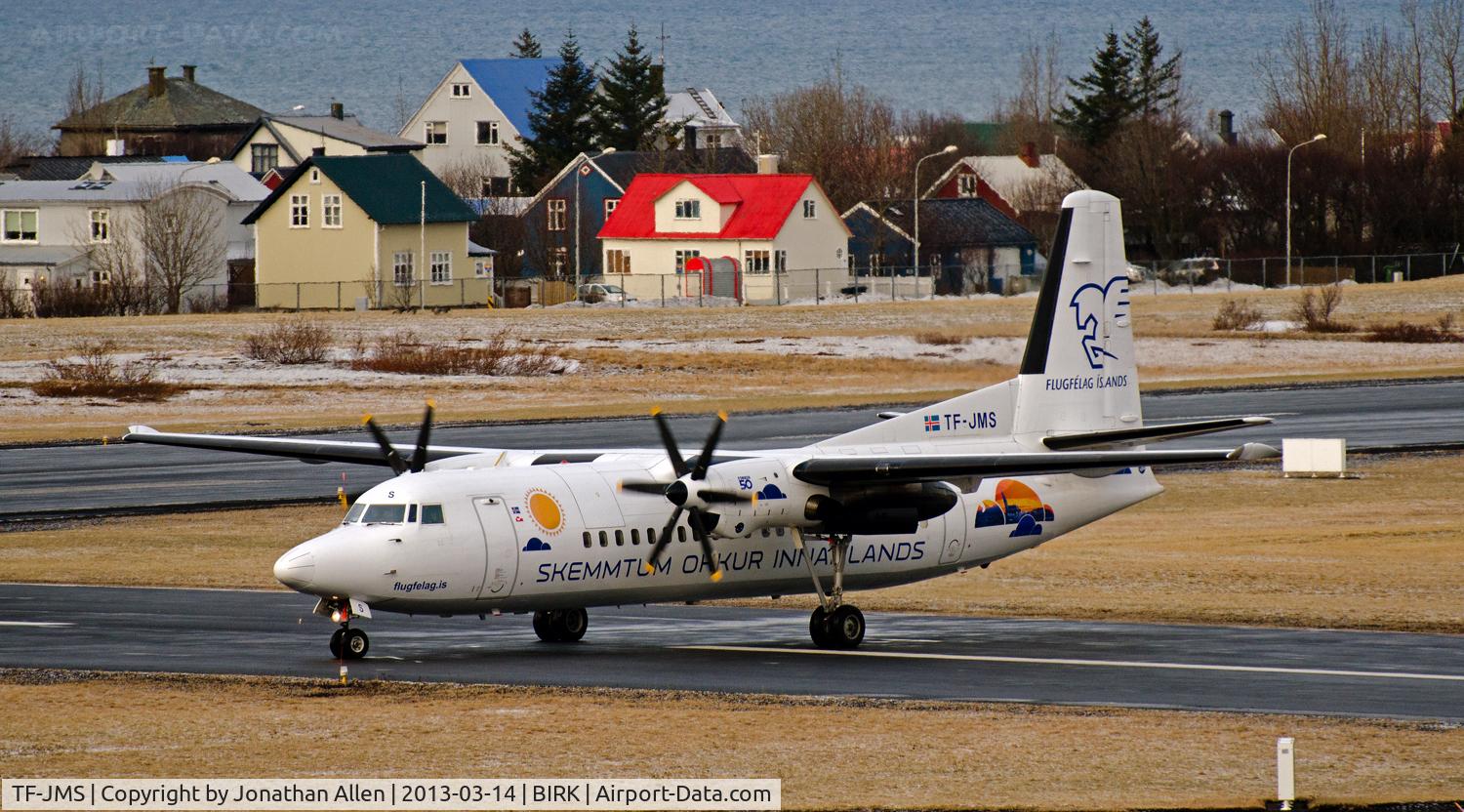 TF-JMS, 1992 Fokker 50 C/N 20244, Preparing to depart from Reykjavik domestic airport.