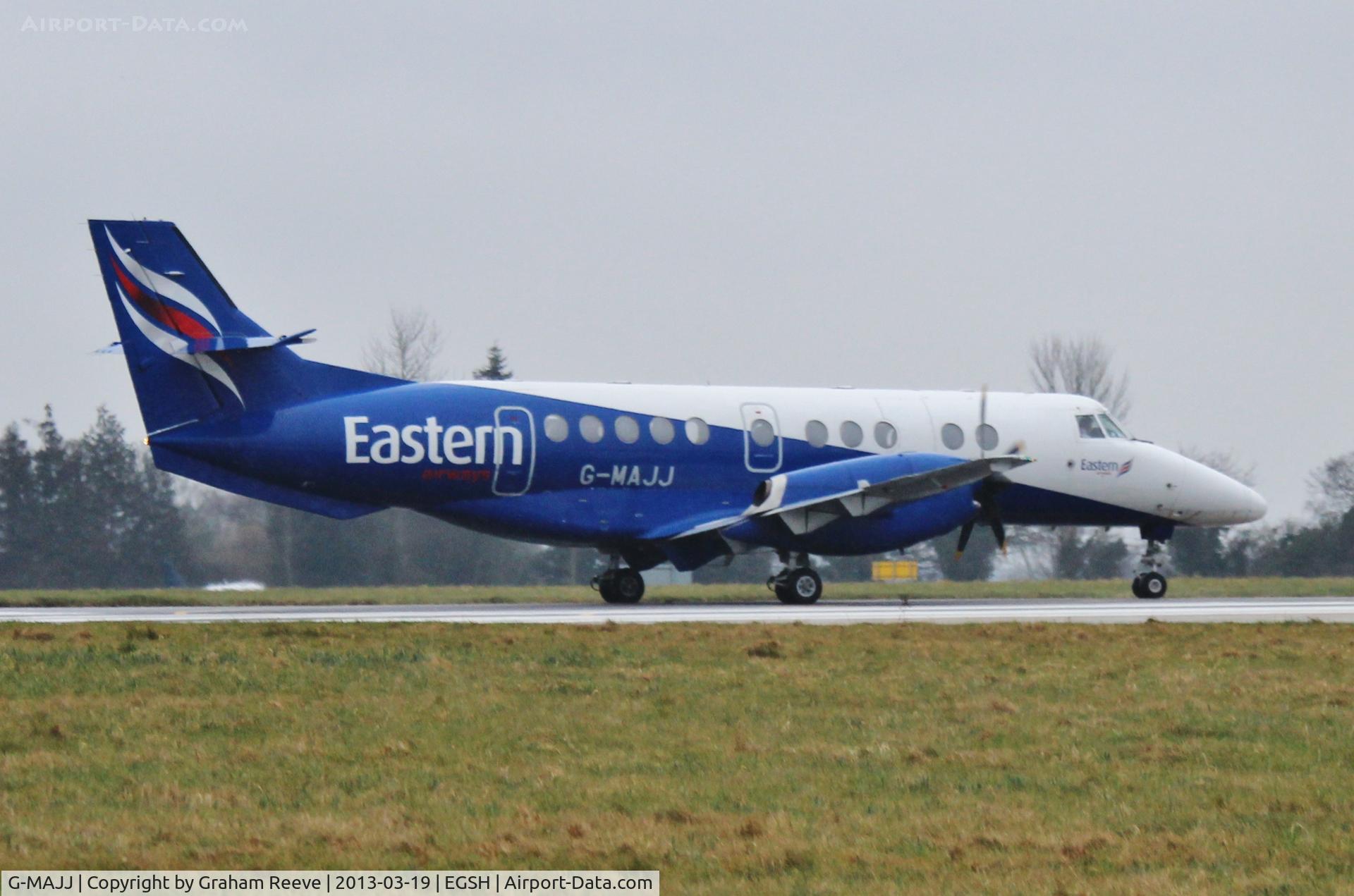G-MAJJ, 1993 British Aerospace Jetstream 41 C/N 41024, About to depart on a wet afternoon.