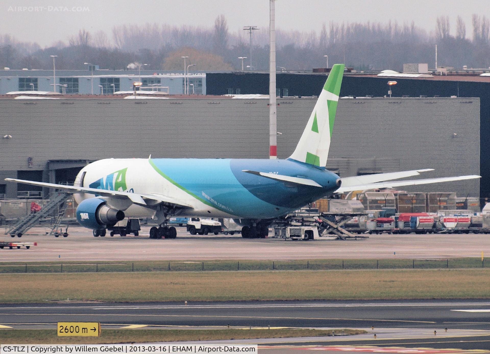 CS-TLZ, 1988 Boeing 767-375 C/N 24086, In New outfit for TMA loading on the Cargo place on Schiphol Airport