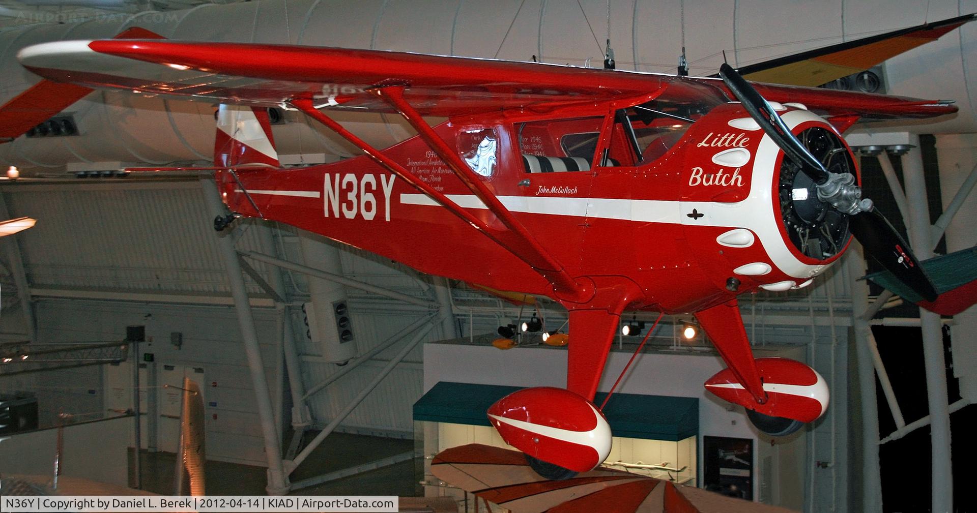 N36Y, 1941 Monocoupe 110 Special C/N 7W96, This beauty can be seen at the Udvar-Hazy Center; this in only my second Monocoupe, but I hope to see more in the future.