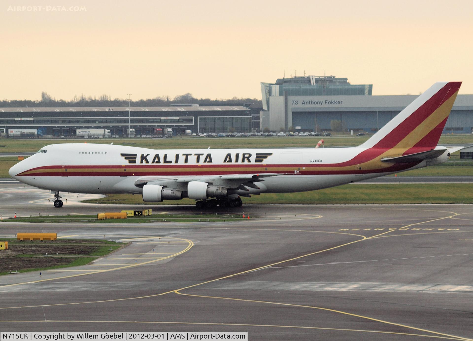 N715CK, 1982 Boeing 747-209B C/N 22447, Taxi to runway 24 for take off from Schiphol Airport
