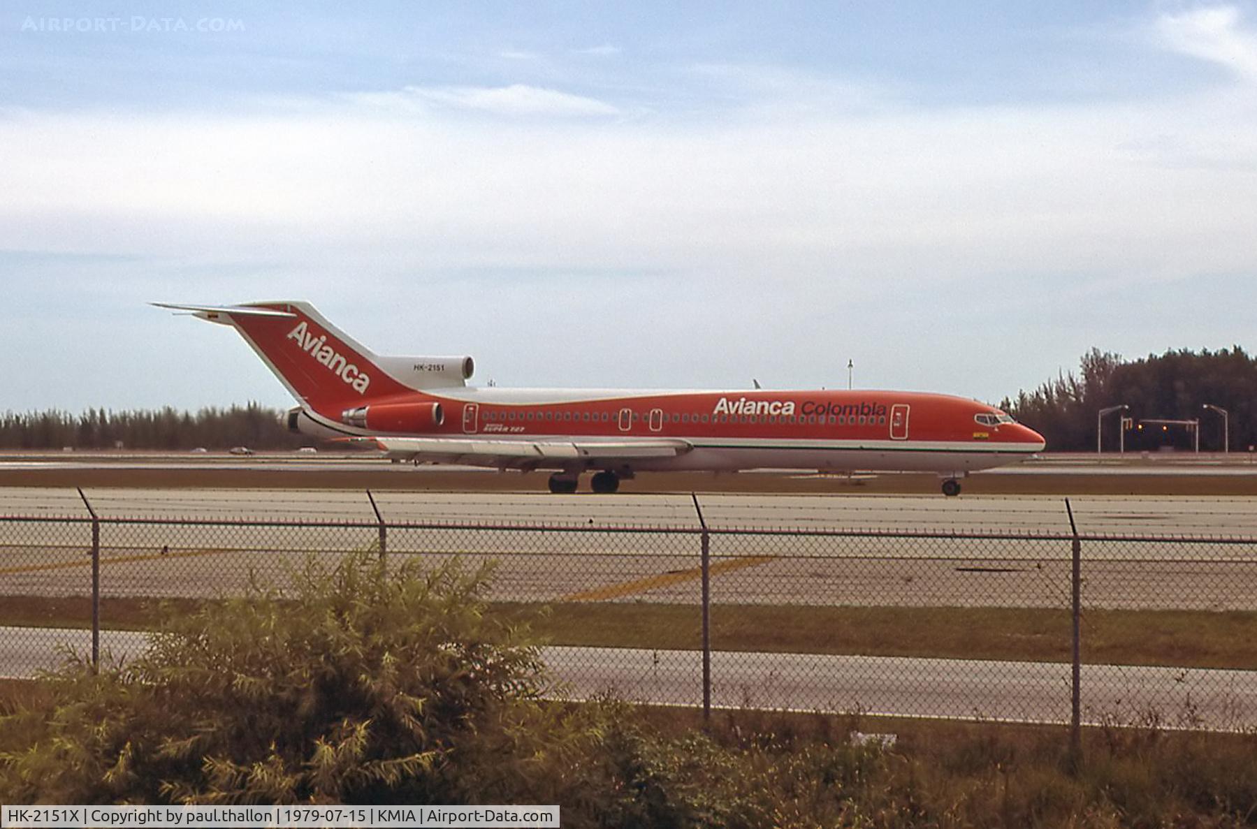 HK-2151X, 1979 Boeing 727-2A1 C/N 21343, HK-2151 (minus the suffix X) at Miami