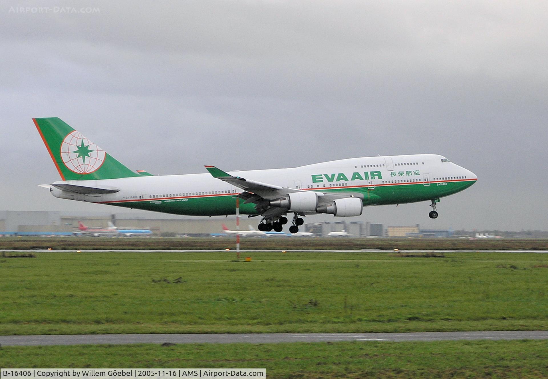 B-16406, 1994 Boeing 747-45EM(BDSF) C/N 27898, Landing on runway 27 of Schiphol Airport