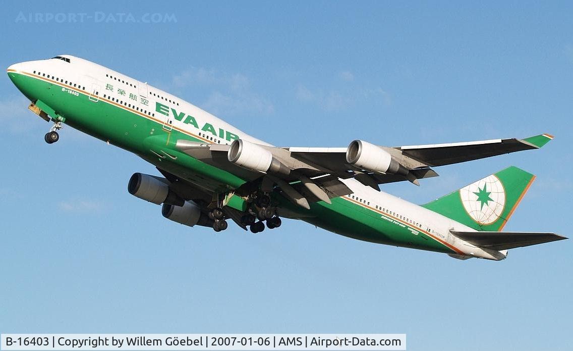 B-16403, 1993 Boeing 747-45E C/N 27141, Take off from runway 24 of Schiphol Airport