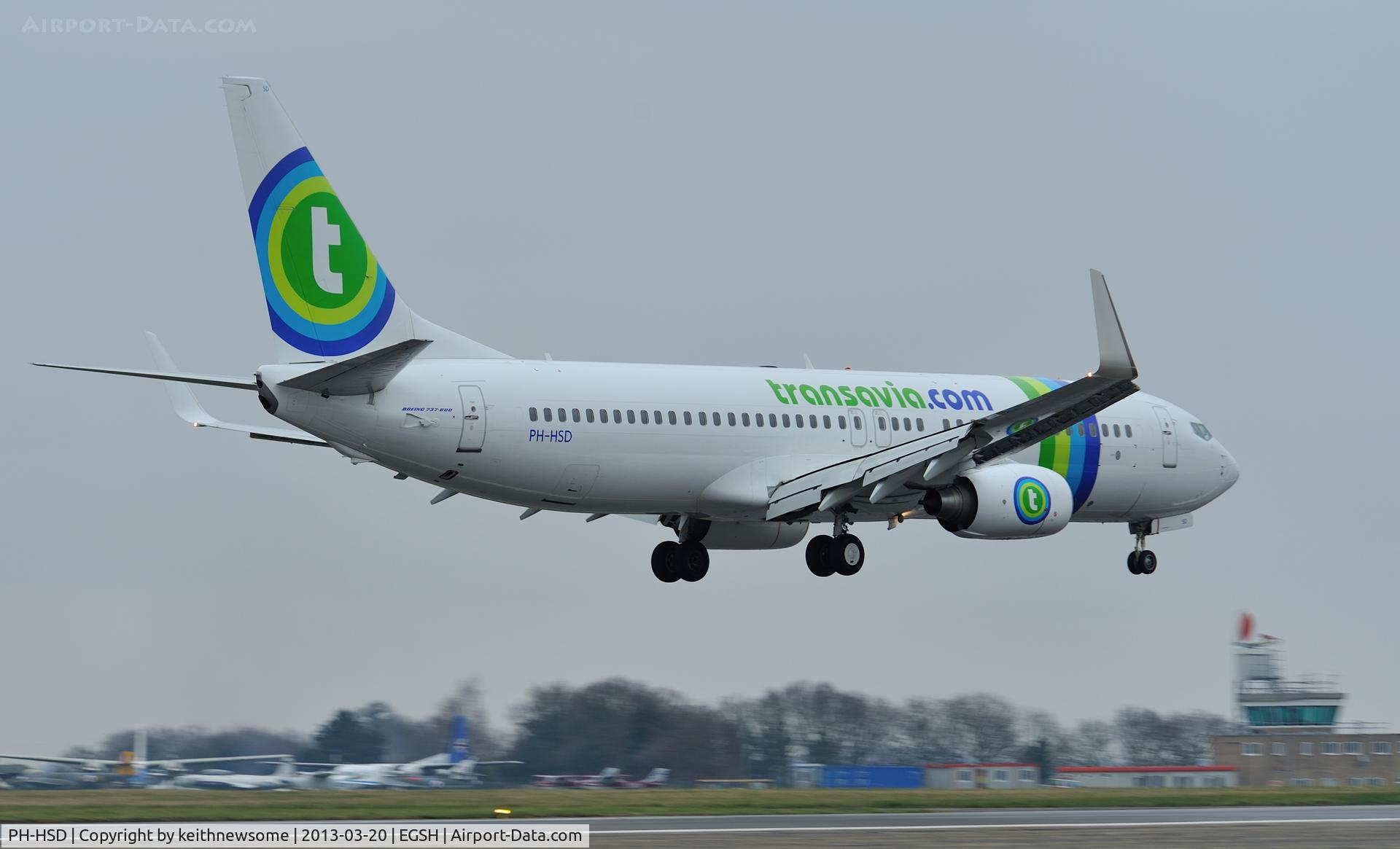 PH-HSD, 2012 Boeing 737-8K2 C/N 39260, Landing following air test.