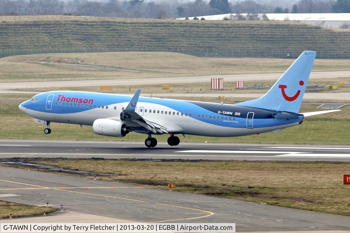 G-TAWN, 2013 Boeing 737-8K5 C/N 37251, Thomson's new 2013 Boeing 737-8K5(WL), c/n: 37251 at Birmingham