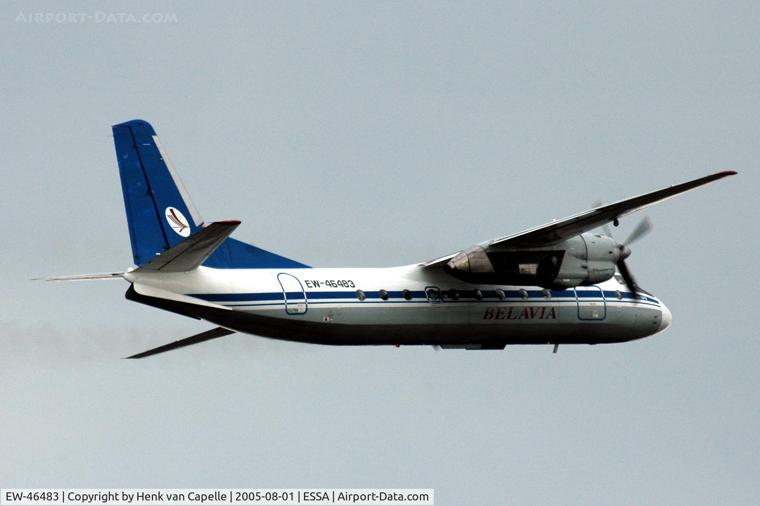 EW-46483, 1972 Antonov An-24RV C/N 27308101, Belavia Antonov An-24RV taking off from Stockholm Arlanda, Sweden.