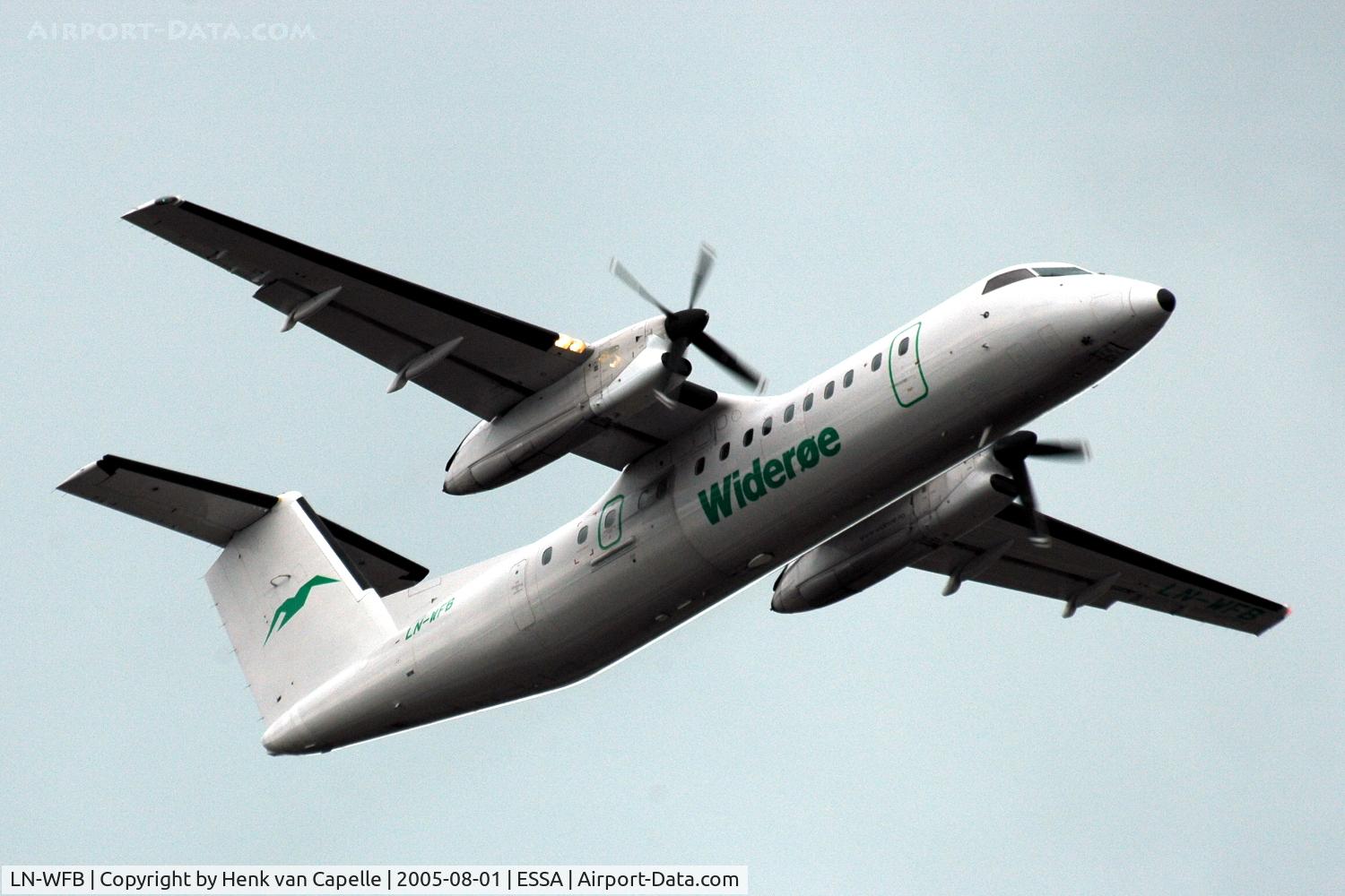 LN-WFB, 1991 De Havilland Canada DHC-8-311 Dash 8 C/N 293, Widerøe Dash-8-300 taking off from Stockholm Arlanda airport, Sweden.