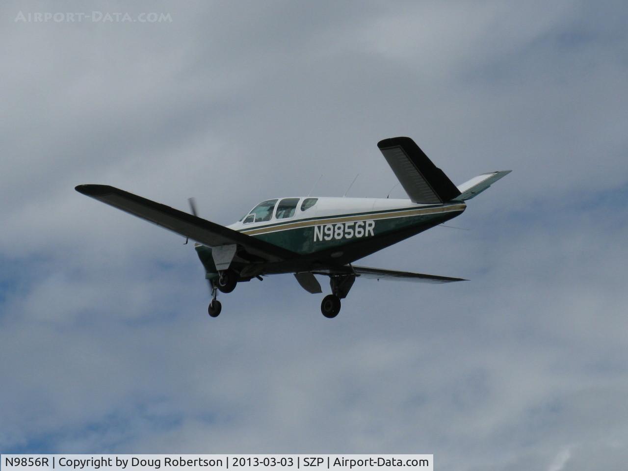 N9856R, 1960 Beech M35 Bonanza C/N D-6398, 1960 Beech M35 BONANZA, Continental IO-470-C 250 Hp, takeoff climb Rwy 22
