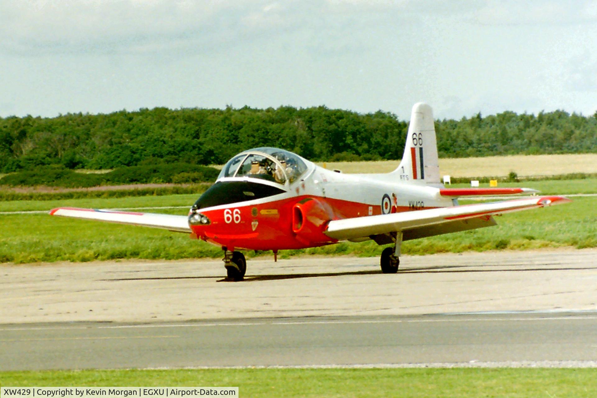 XW429, 1972 BAC 84 Jet Provost T.5B C/N EEP/JP/1051, XW429/66 1FTS. Taken on flightline at RAF Linton-On-Ouse