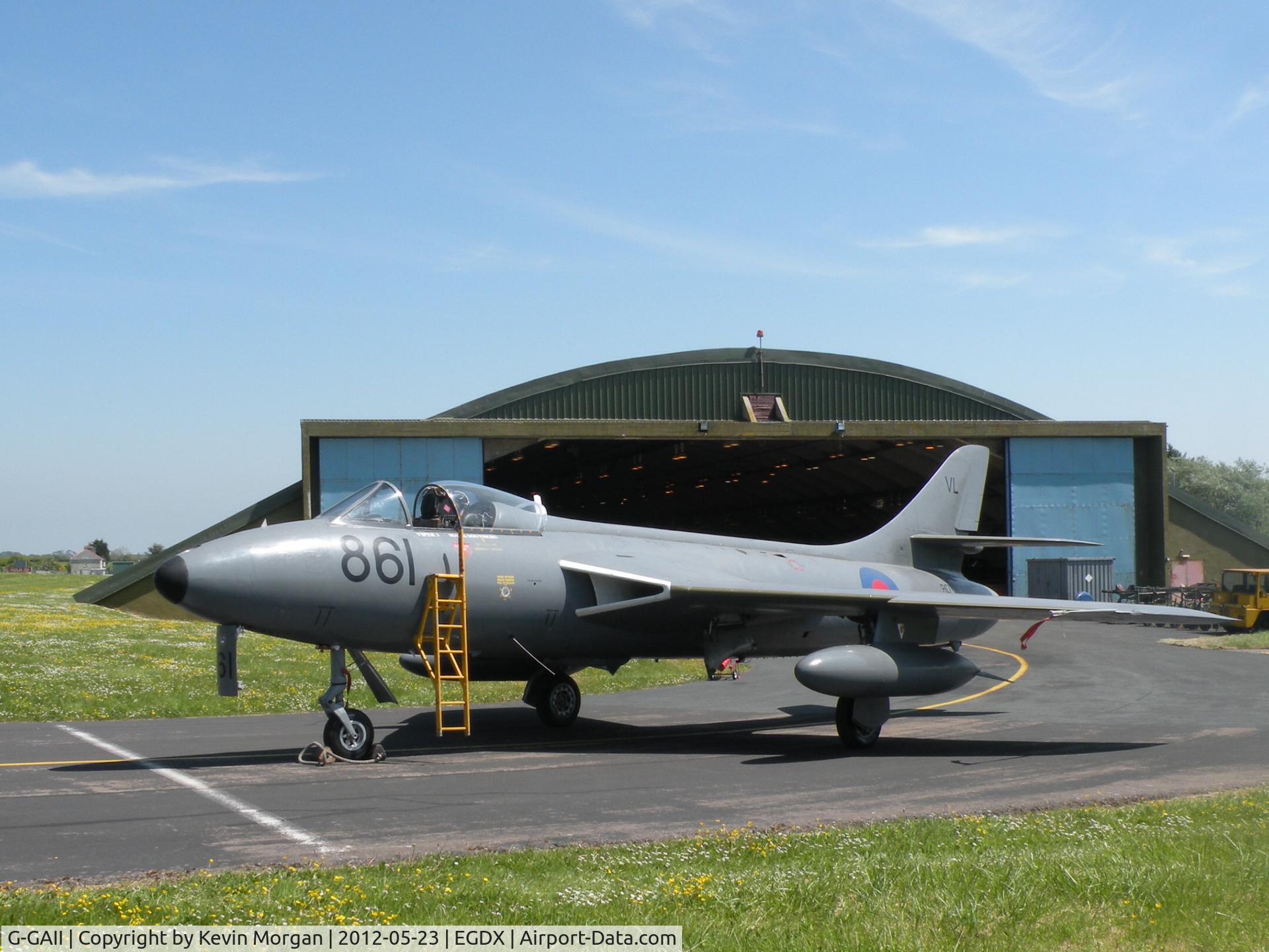G-GAII, 1955 Hawker Hunter GA.11 C/N HABL-003028, Outside at St Athan