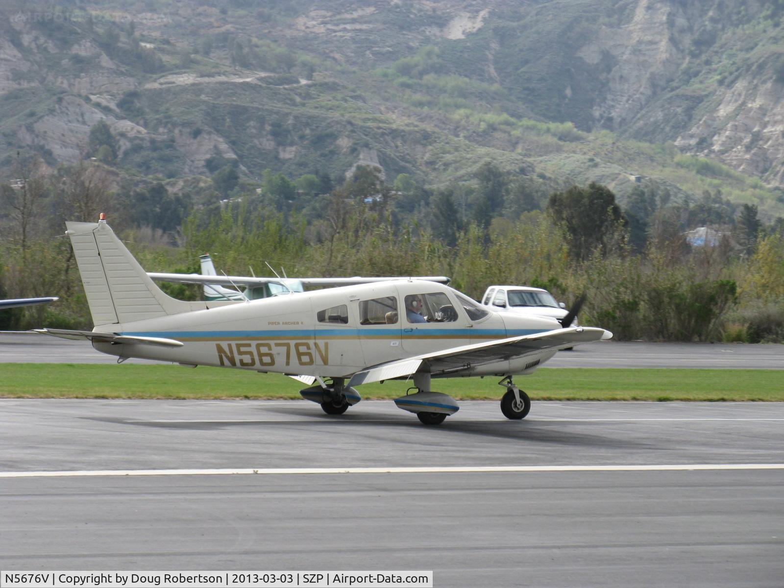 N5676V, 1977 Piper PA-28-181 C/N 28-7790494, 1977 Piper PA-28-181 ARCHER II, Lycoming O&VO-360 180 Hp, landing roll Rwy 22