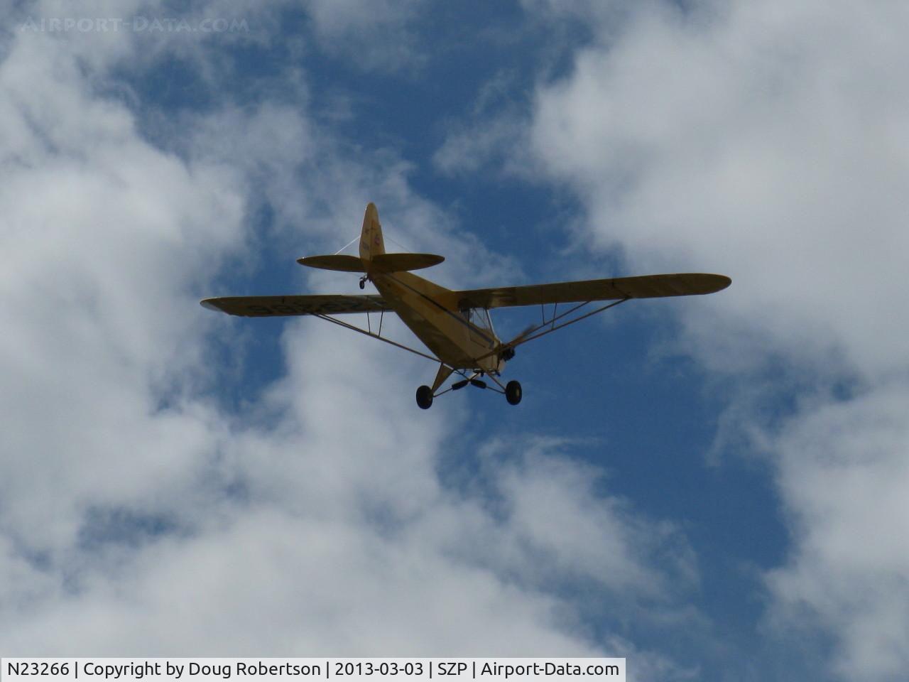 N23266, 1939 Piper J3C-65 Cub Cub C/N 3113, 1939 Piper J3C-65 CUB, Continental A&C65 65 Hp, takeoff climb Rwy 22