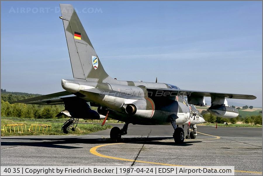 40 35, 1981 Dornier Alpha Jet A C/N 0035, transient at Fligerhorst Pferdsfeld