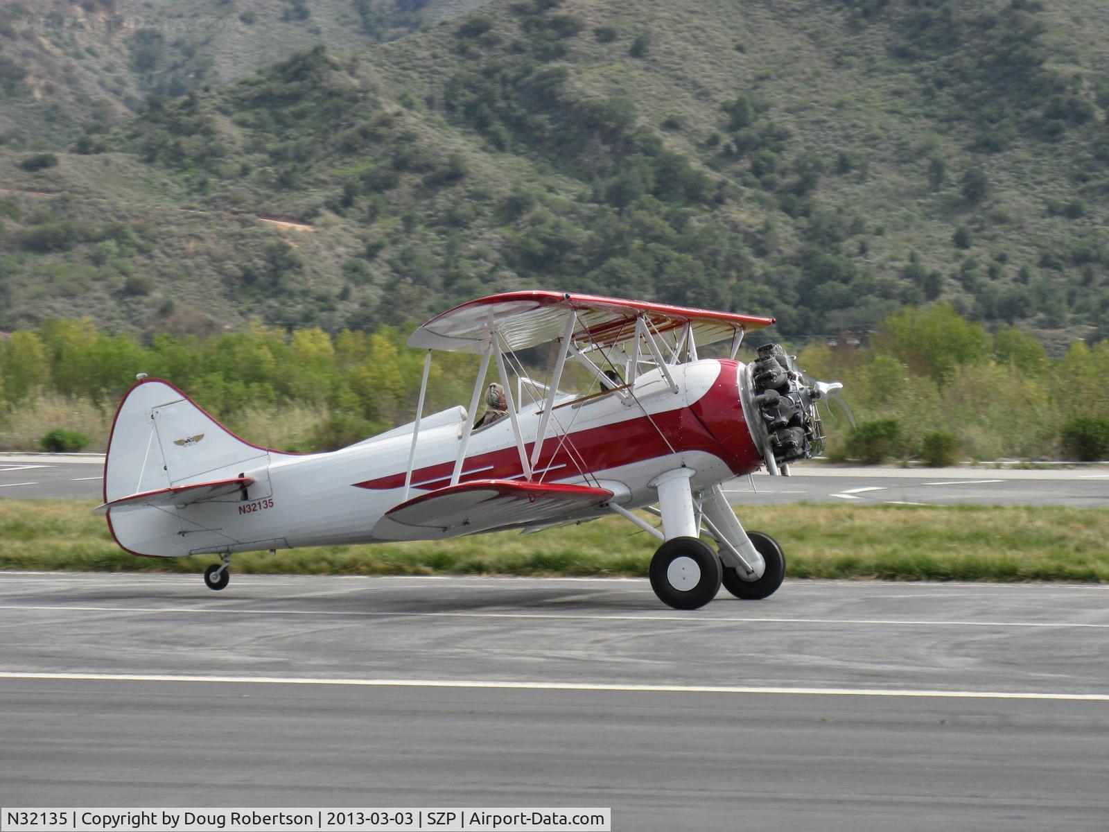 N32135, 1941 Waco UPF-7 C/N 5767, 1941 Waco UPF-7, Continental W670 220 Hp radial, landing roll Rwy 22