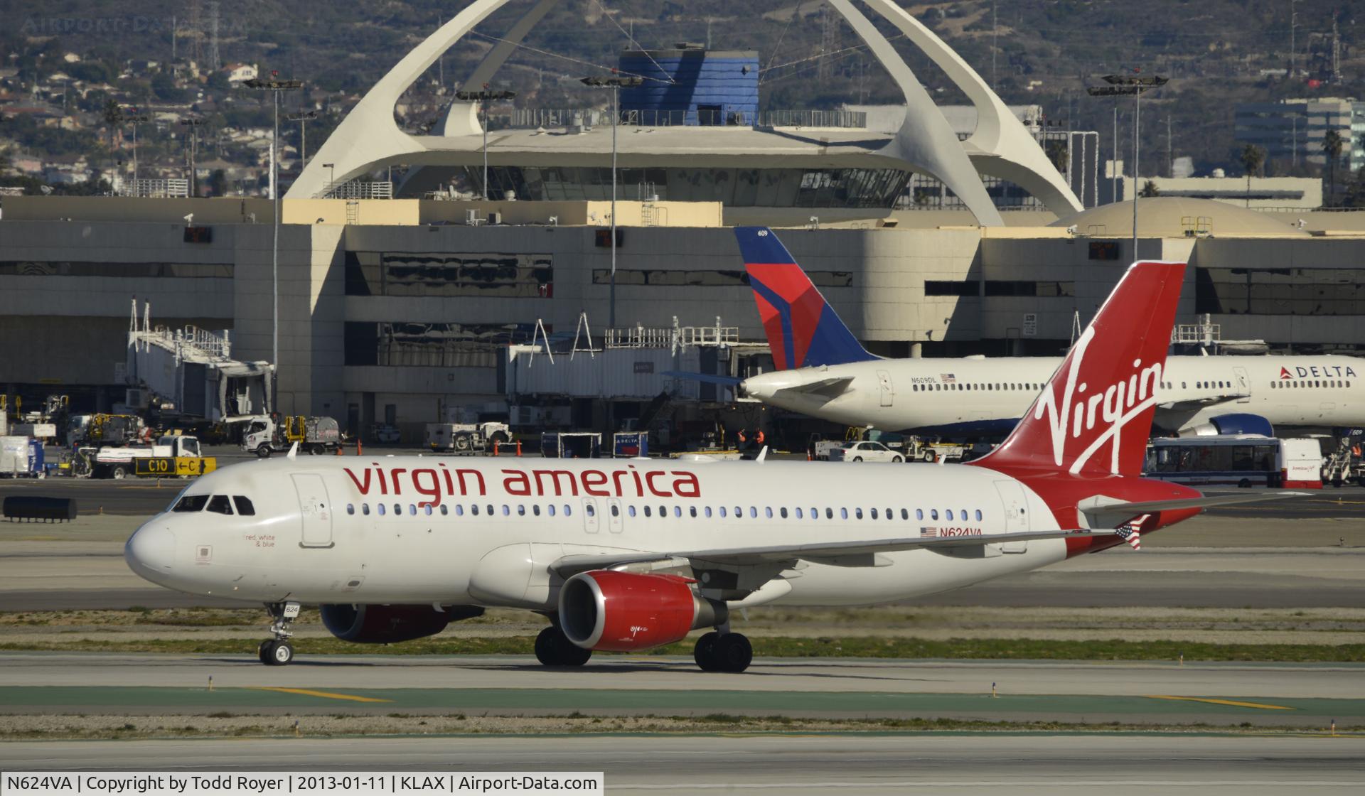 N624VA, 2006 Airbus A320-214 C/N 2778, Taxiing to gate at LAX