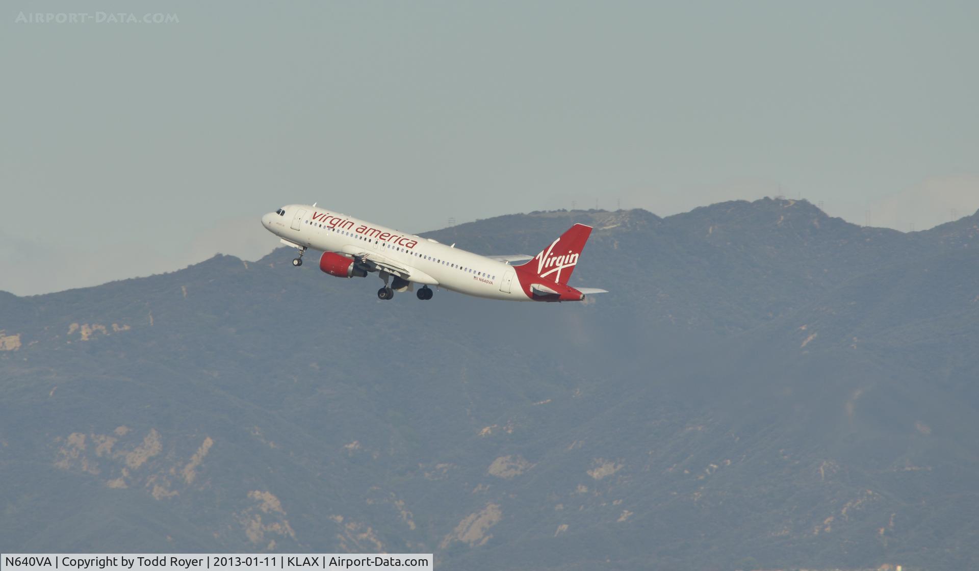 N640VA, 2007 Airbus A320-214 C/N 3349, Departing LAX on 24L