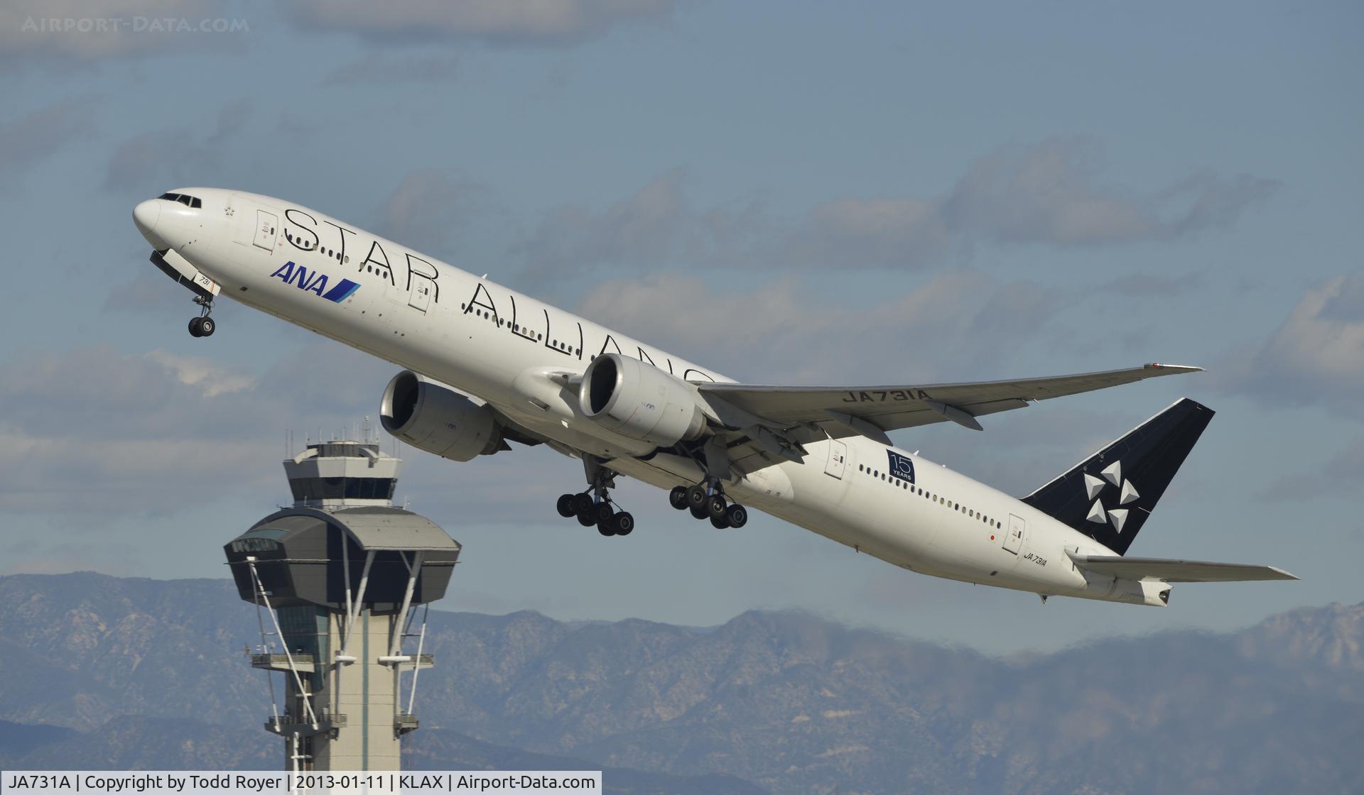 JA731A, 2004 Boeing 777-381/ER C/N 28281, Departing LAX