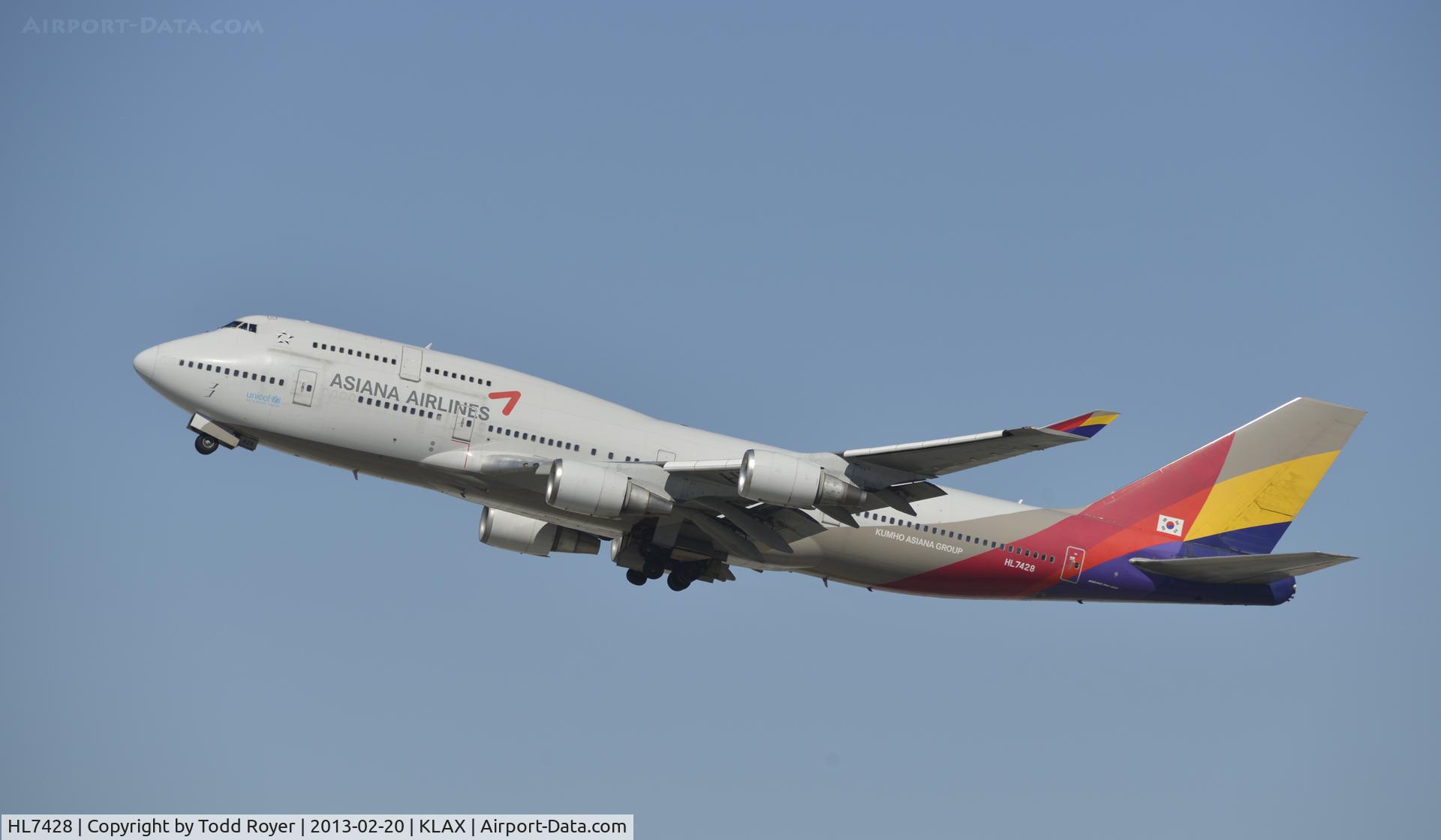 HL7428, 1998 Boeing 747-48E C/N 28552, Departing LAX