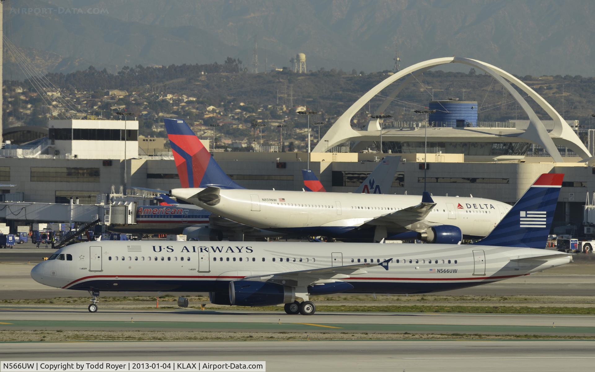 N566UW, 2012 Airbus A321-231 C/N 5422, Taxiing to gate at LAX