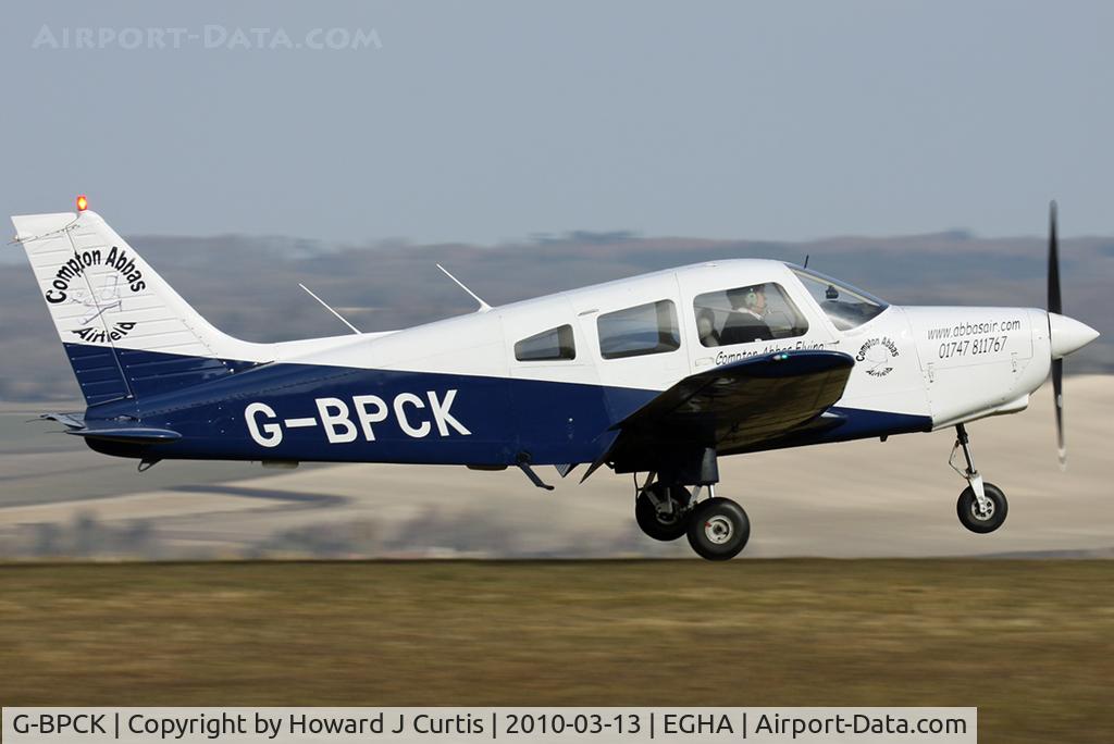 G-BPCK, 1980 Piper PA-28-161 Cherokee Warrior II C/N 28-8016279, Compton Abbas' own billboard aircraft.