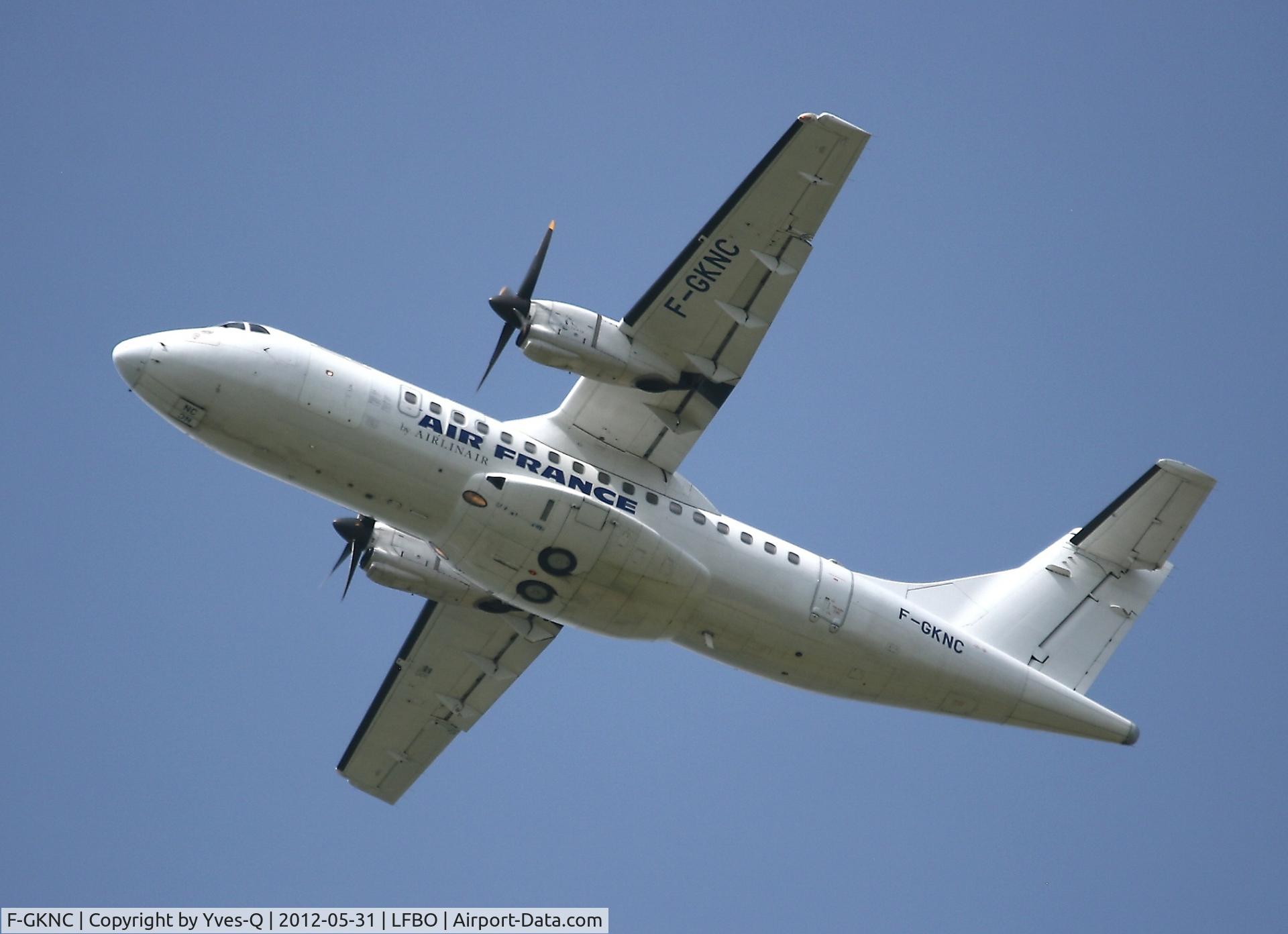 F-GKNC, 1991 ATR 42-300 C/N 230, Air France operated ATR 42-300 takes to the skies from Toulouse Blagnac Airport (LFBO-TLS)