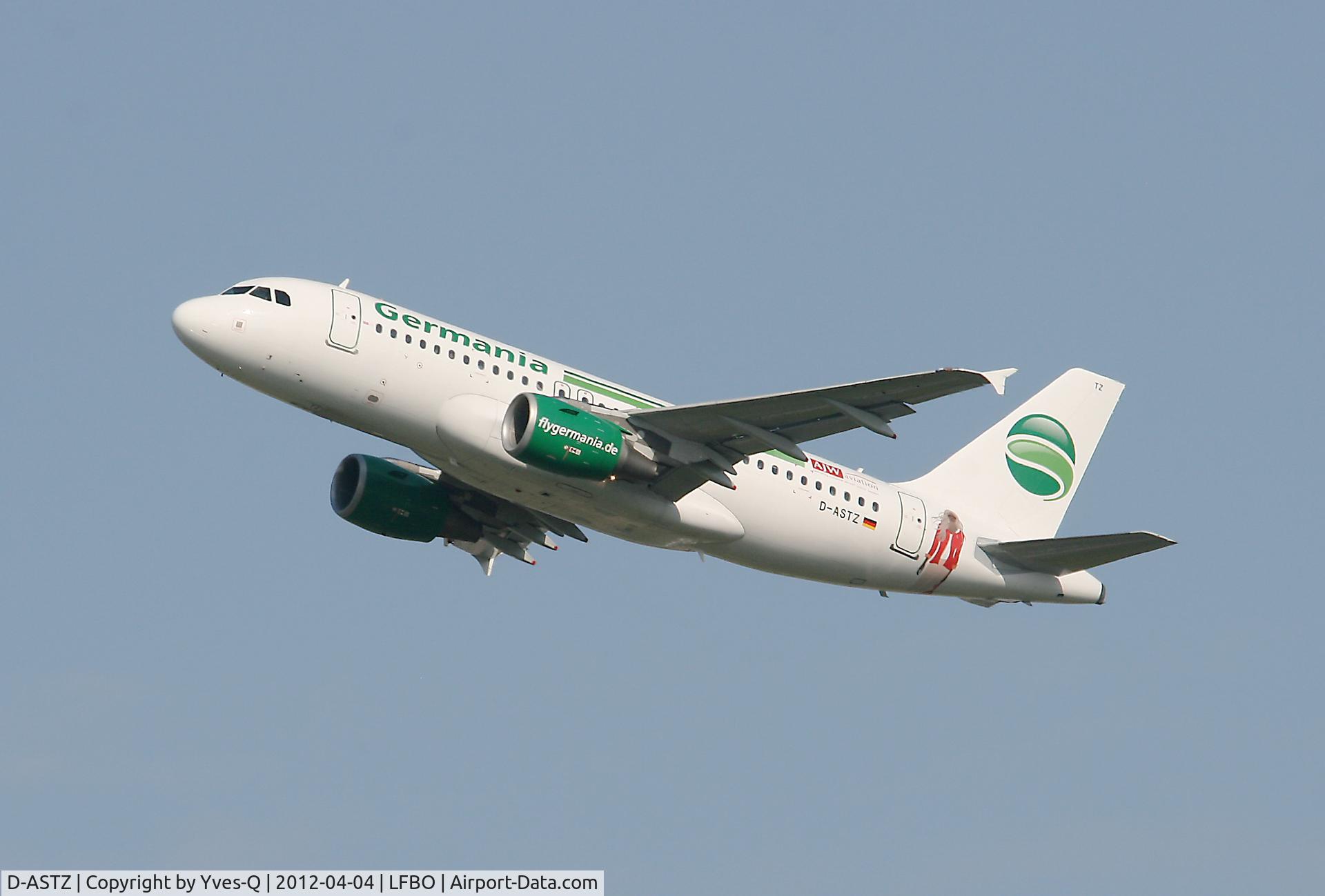 D-ASTZ, 2007 Airbus A319-112 C/N 3019, Germania operated Airbus A319-112 ascending after departure  from  Toulouse Blagnac Airport (LFBO-TLS)