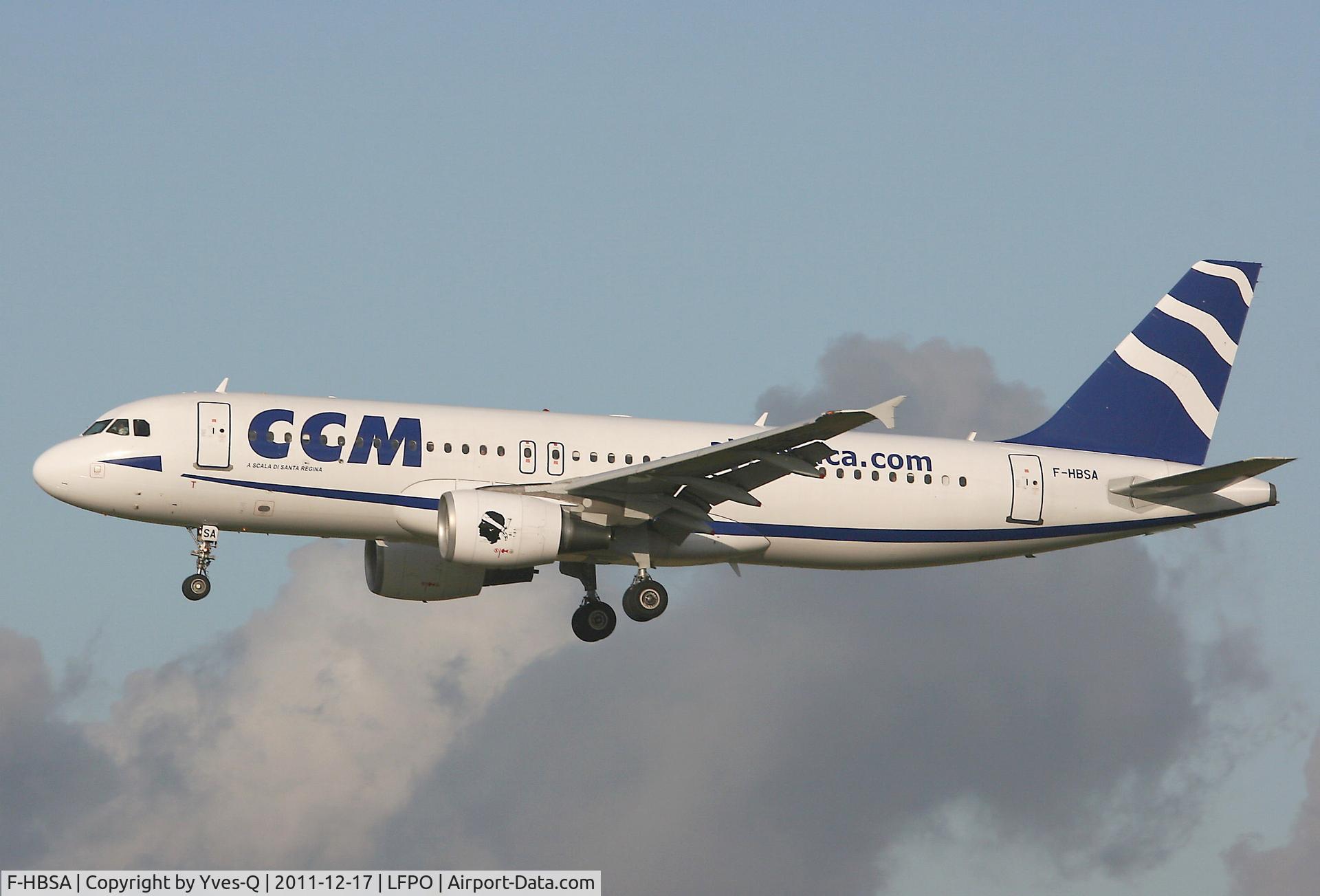 F-HBSA, 2009 Airbus A320-216 C/N 3882, Air Corsica operated Airbus A320-216 on final approach to Paris Orly Airport (LFPO - ORY)