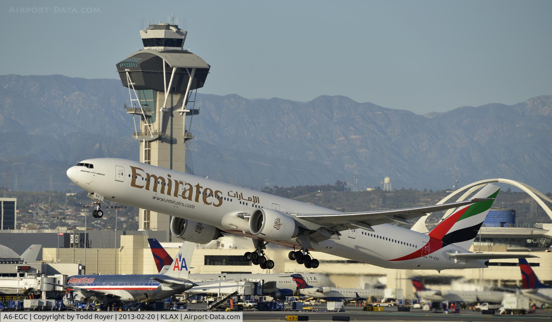 A6-EGC, 2011 Boeing 777-31H/ER C/N 35596, Departing LAX