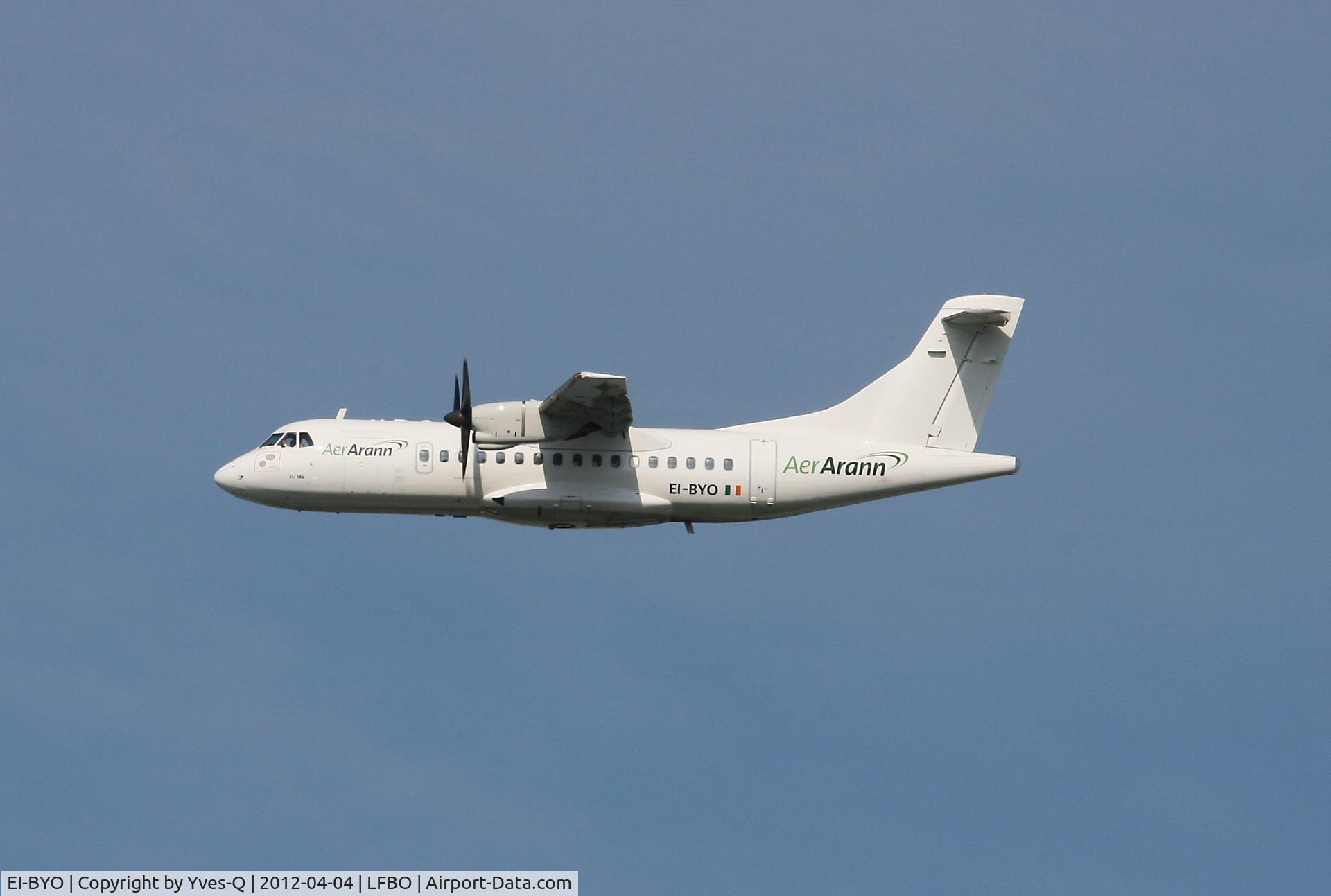 EI-BYO, 1989 ATR 42-300 C/N 161, Aer Arann operated ATR 42-300 takes to the skies from Toulouse Blagnac Airport (LFBO-TLS)