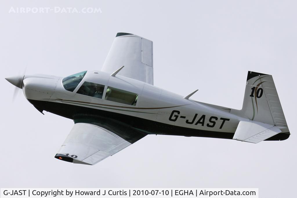 G-JAST, 1980 Mooney M20J 201 C/N 24-1010, Privately owned. At the Dorset Air Races 2010. Race number 10. sadly written off in a fatal mid-air collision on 4th September 2010. RIP.