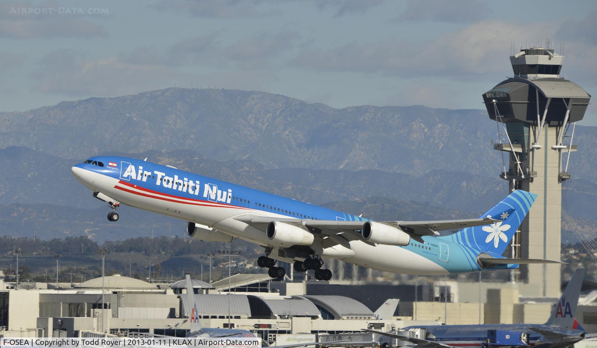 F-OSEA, 2001 Airbus A340-313 C/N 438, Departing LAX