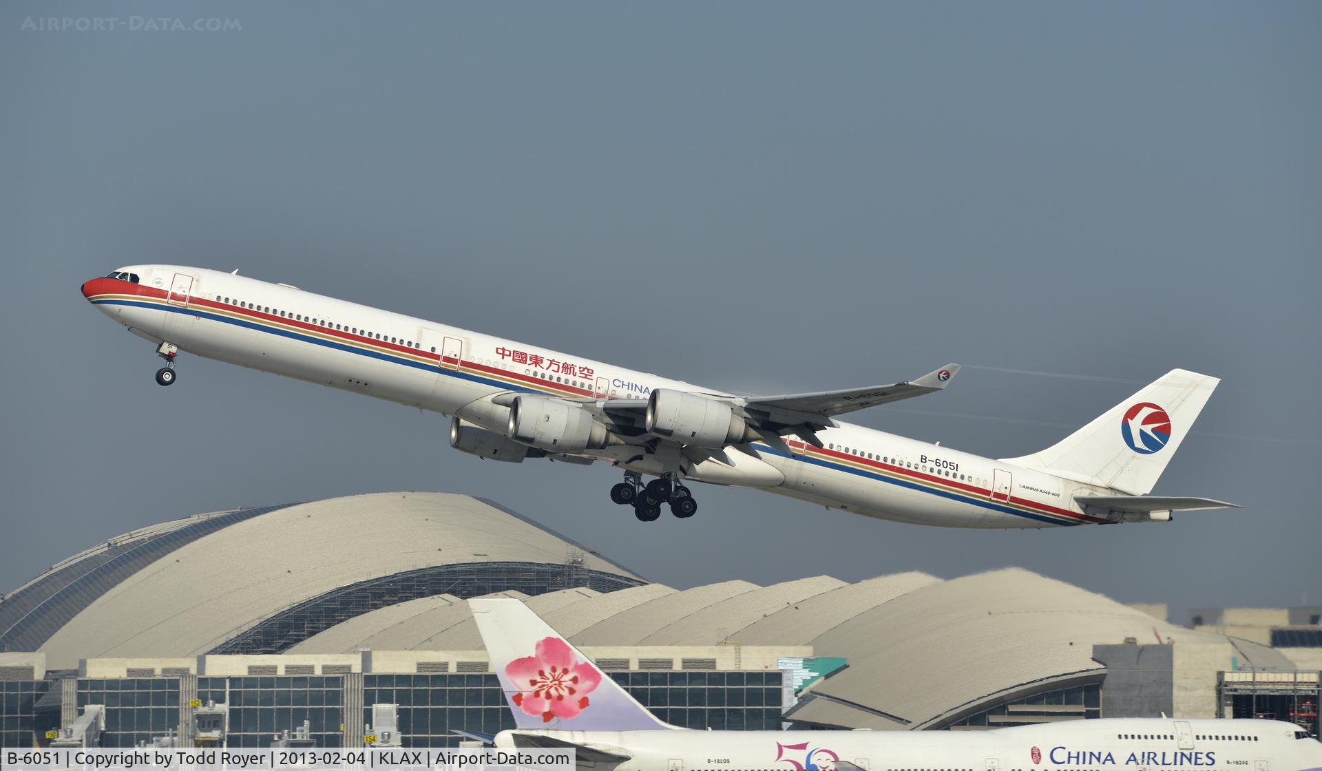 B-6051, 2003 Airbus A340-642 C/N 488, Departing LAX