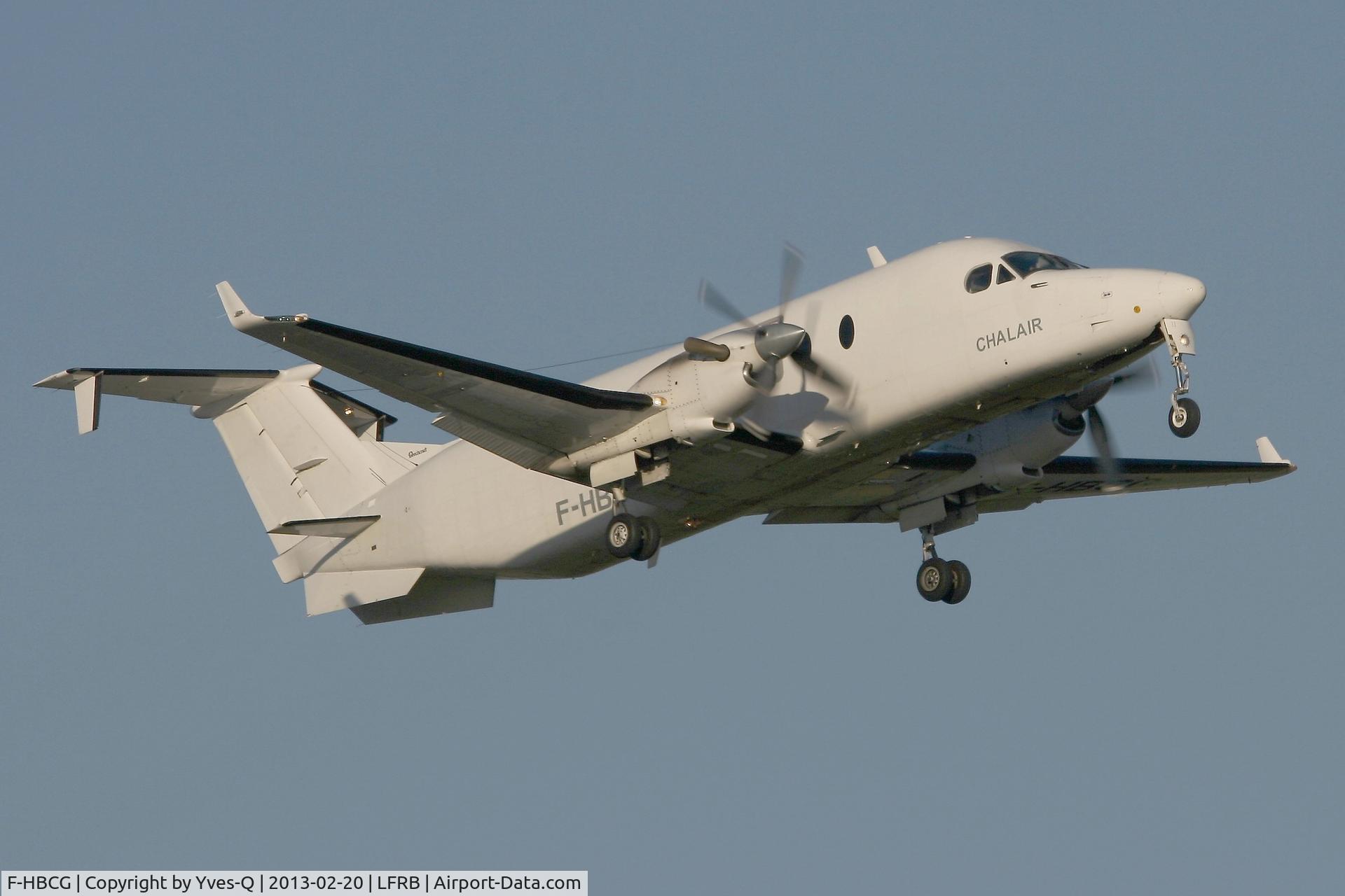 F-HBCG, 1993 Beech 1900D C/N UE-70, Beech 1900D, Chalair Aviation, Take off rwy 25L, Brest-Bretagne Airport (LFRB-BES)
