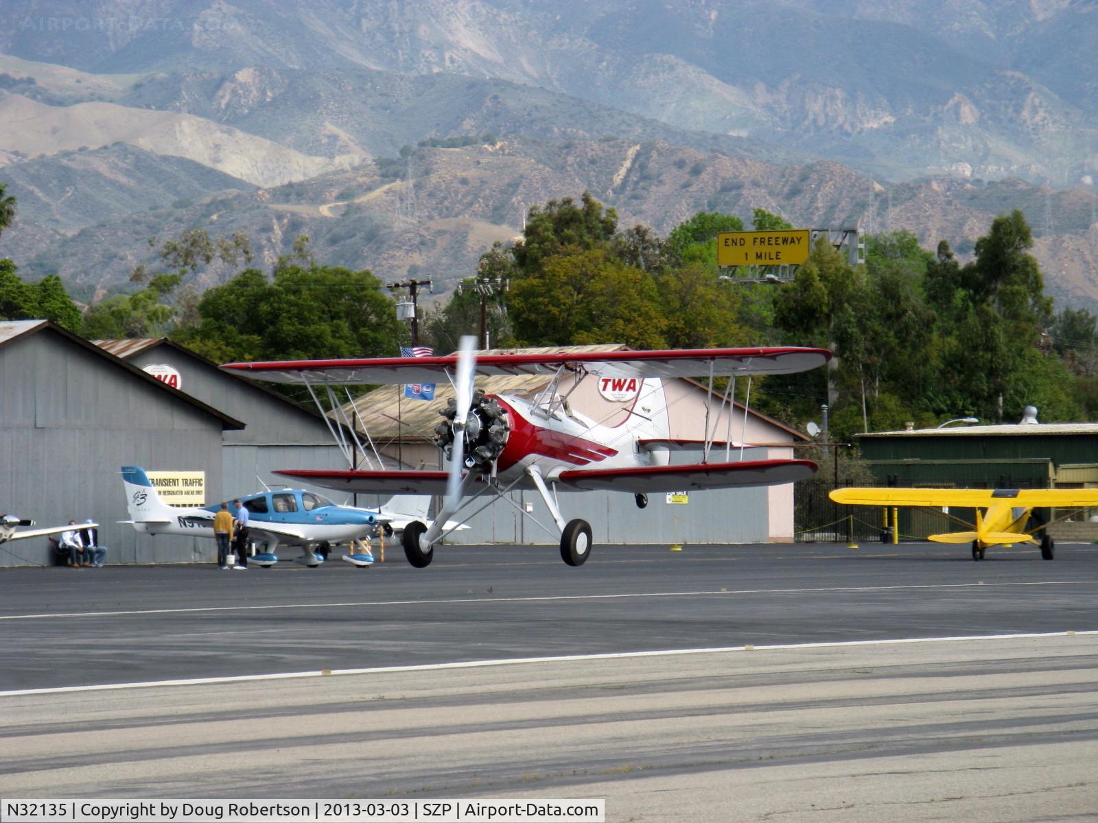 N32135, 1941 Waco UPF-7 C/N 5767, 1941 Waco UPF-7, Continental W670 220 Hp radial, landing Rwy 22