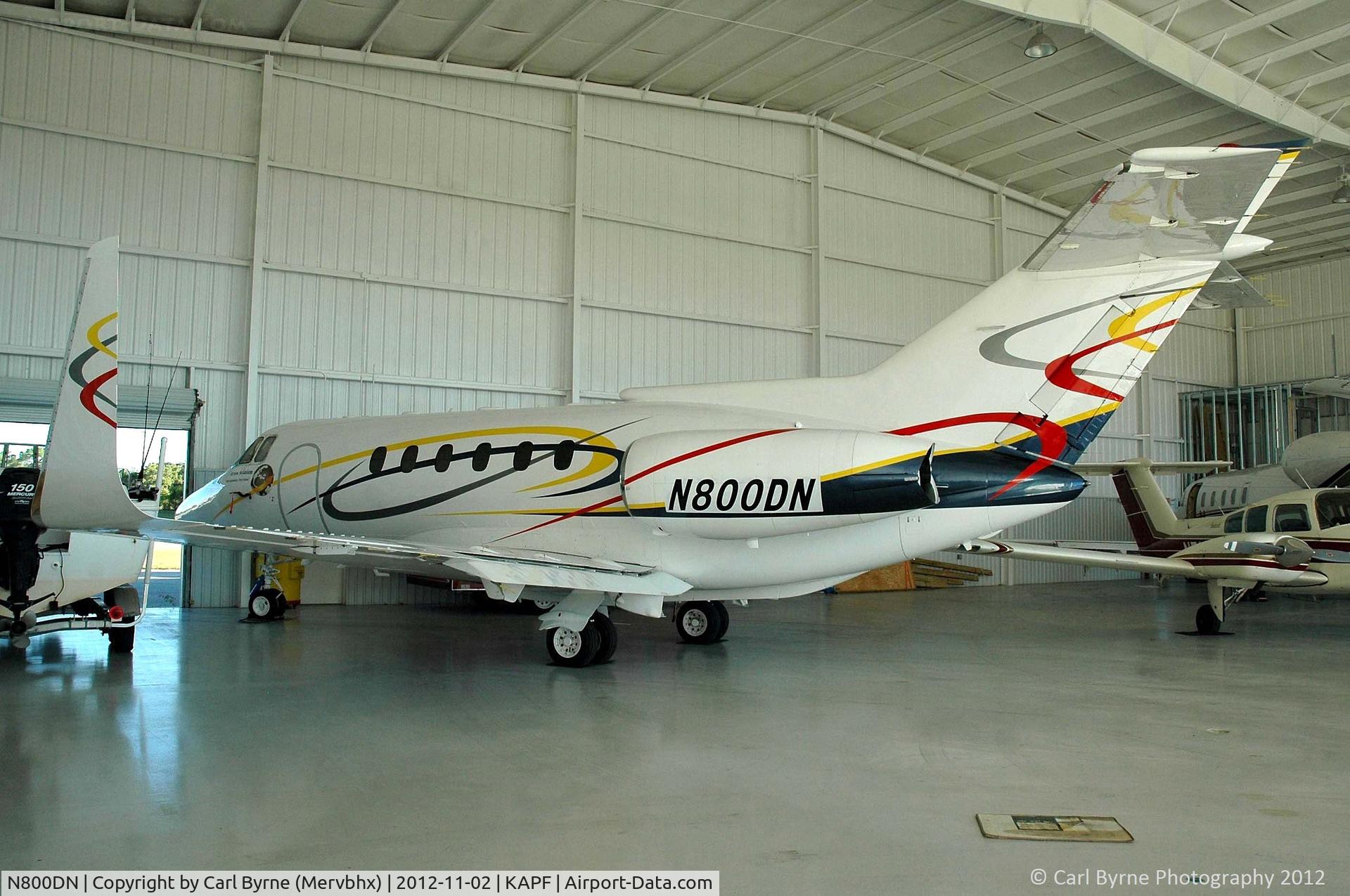 N800DN, 1991 British Aerospace BAe.125 Series 800A C/N 258202, Taken inside one of the hangars at Naples Municipal.