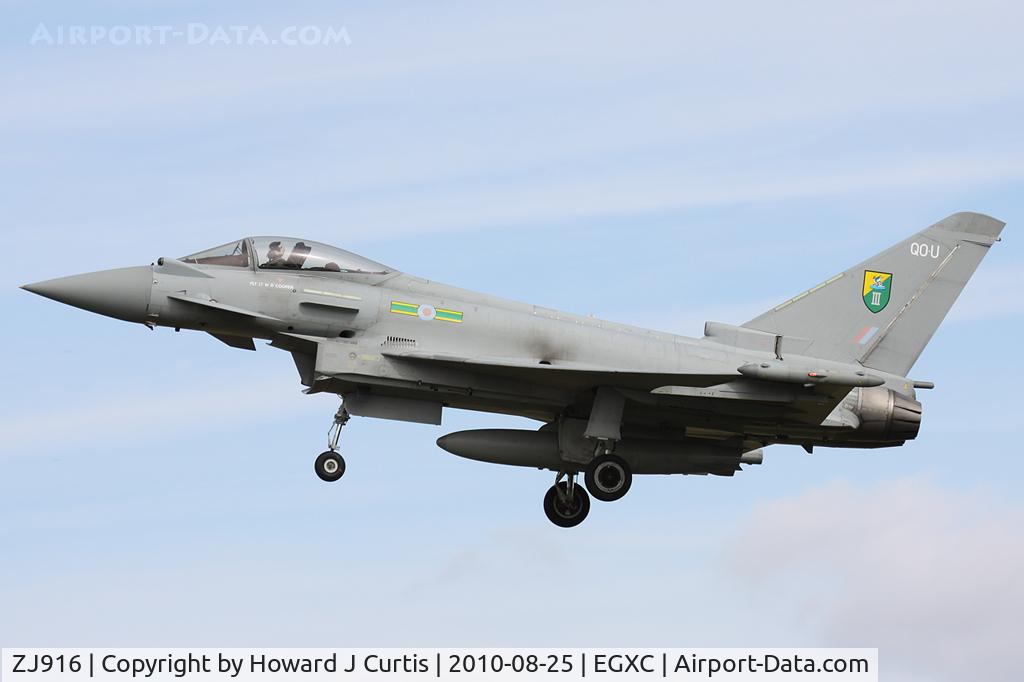 ZJ916, 2005 Eurofighter EF-2000 Typhoon FGR4 C/N 0057/BS007, QO-U/3 Squadron.