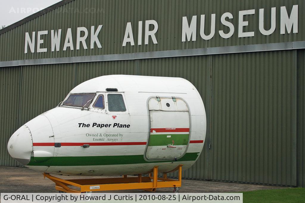 G-ORAL, 1977 Hawker Siddeley HS.748 Series 2A C/N 1756, Nose only. On display at the Newark Air Museum.