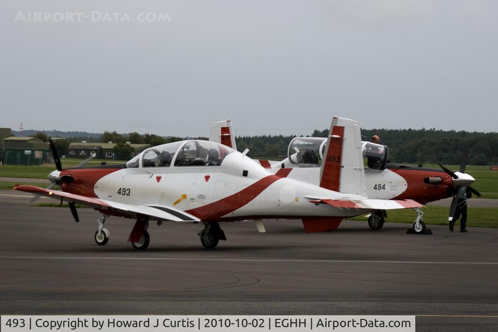 493, 2010 Raytheon T-6A Efroni C/N PI-12, With sister ship 494 behind, on delivery.