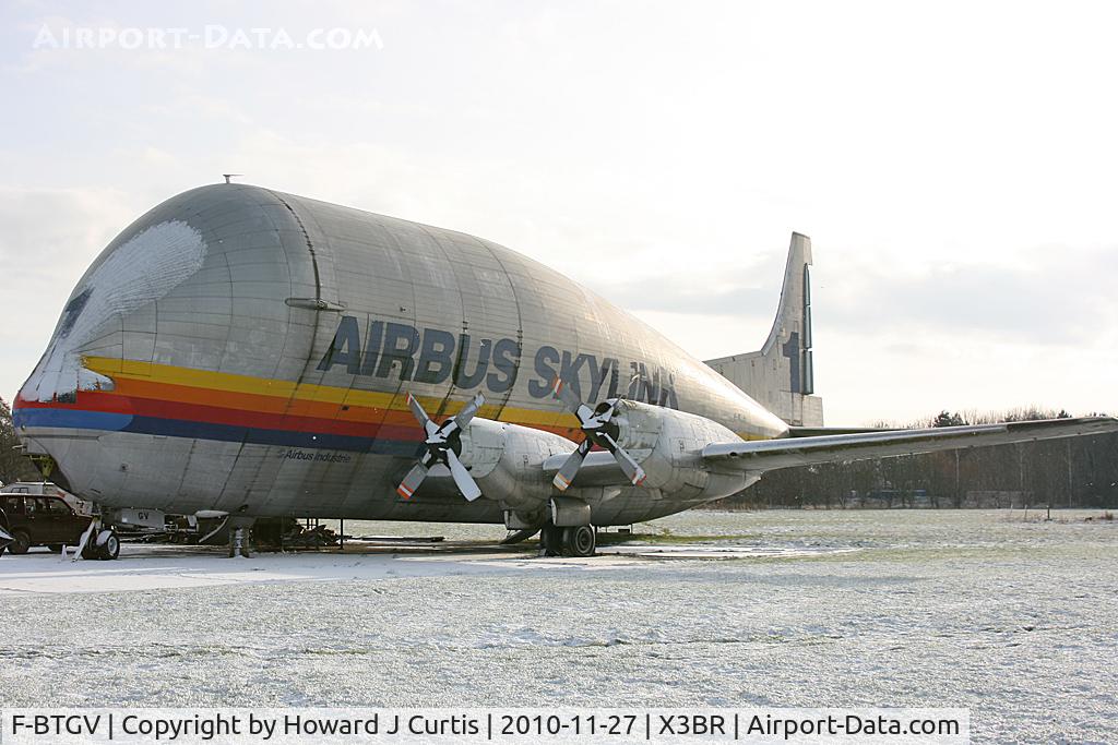 F-BTGV, Aero Spacelines 377SGT Super Guppy Turbine C/N 0001, Preserved here. Bruntingthorpe, Leics.