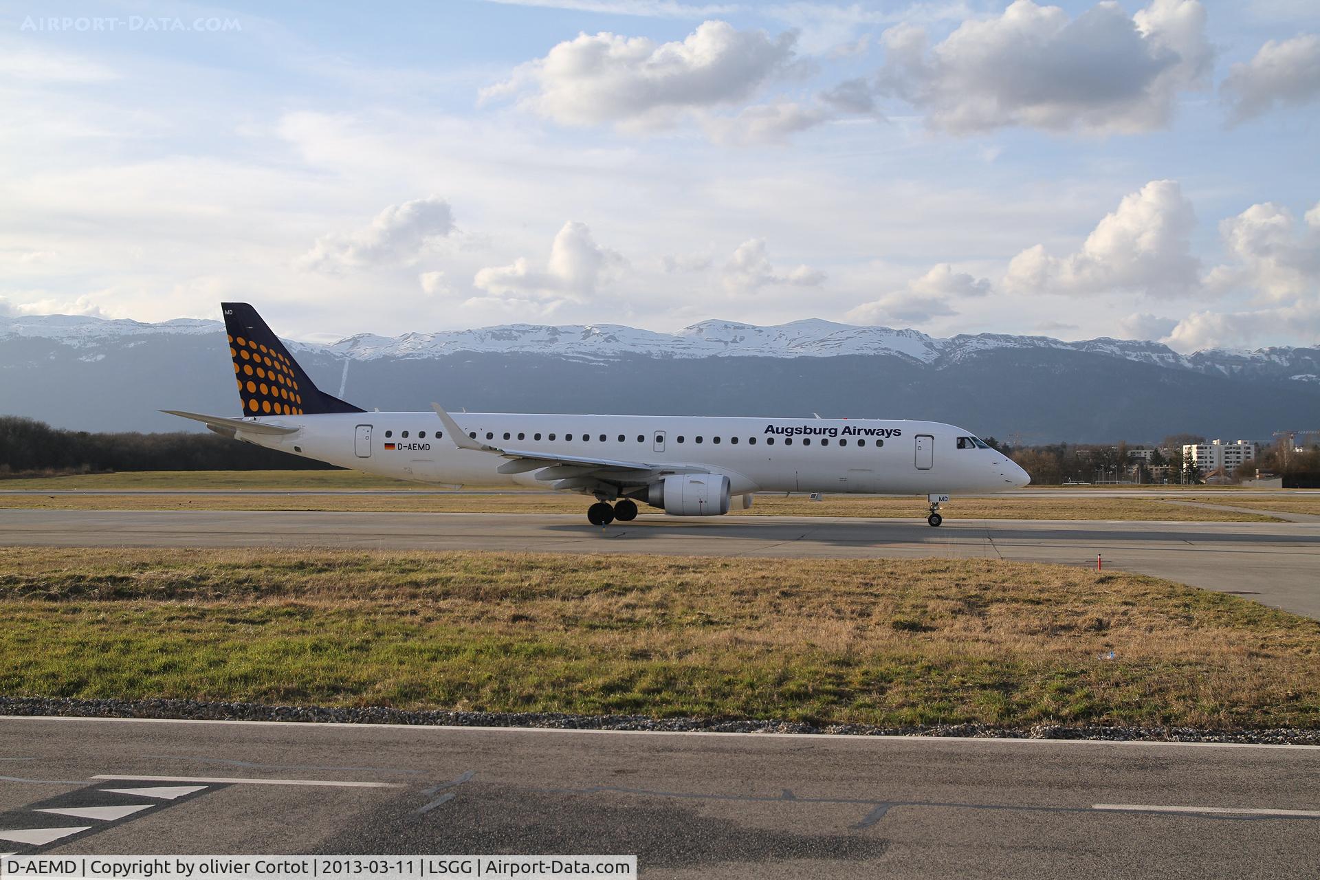 D-AEMD, 2009 Embraer 195LR (ERJ-190-200LR) C/N 19000305, nice afternoon at GVA