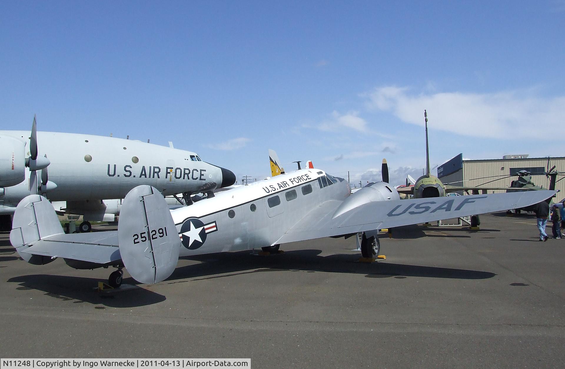 N11248, 1943 Beech C-45 C/N 51291, Beechcraft SNB-2 / UC-45J Expeditor at the Aerospace Museum of California, Sacramento CA
