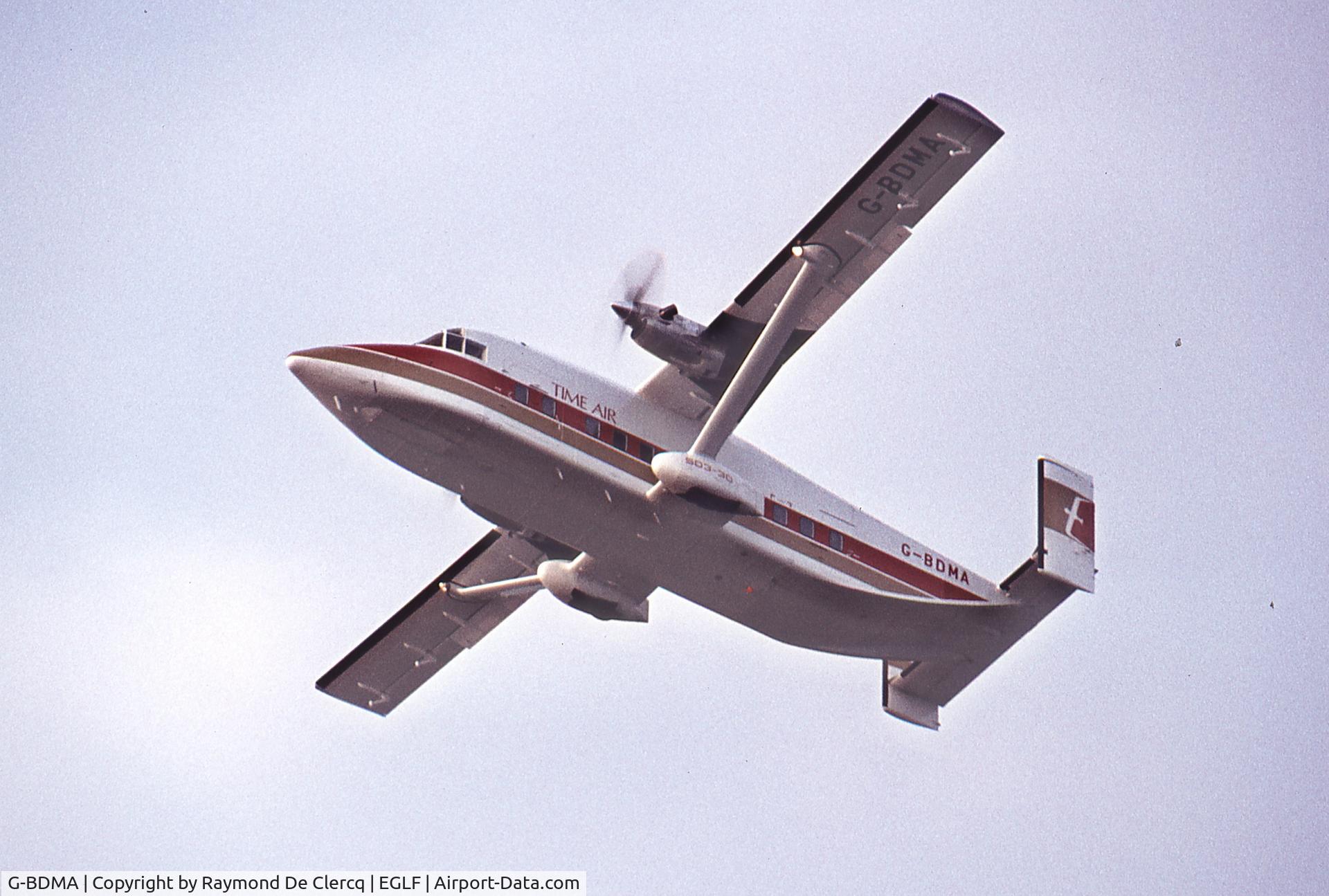 G-BDMA, 1975 Short SD3-30 C/N SH.3002, Farnborough 1976