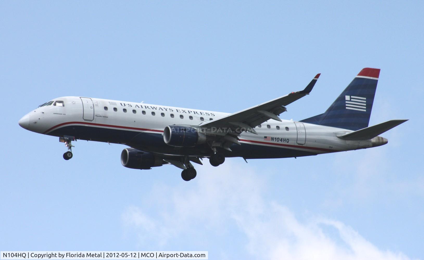 N104HQ, 2007 Embraer 175LR (ERJ-170-200LR) C/N 17000160, US Airways E175