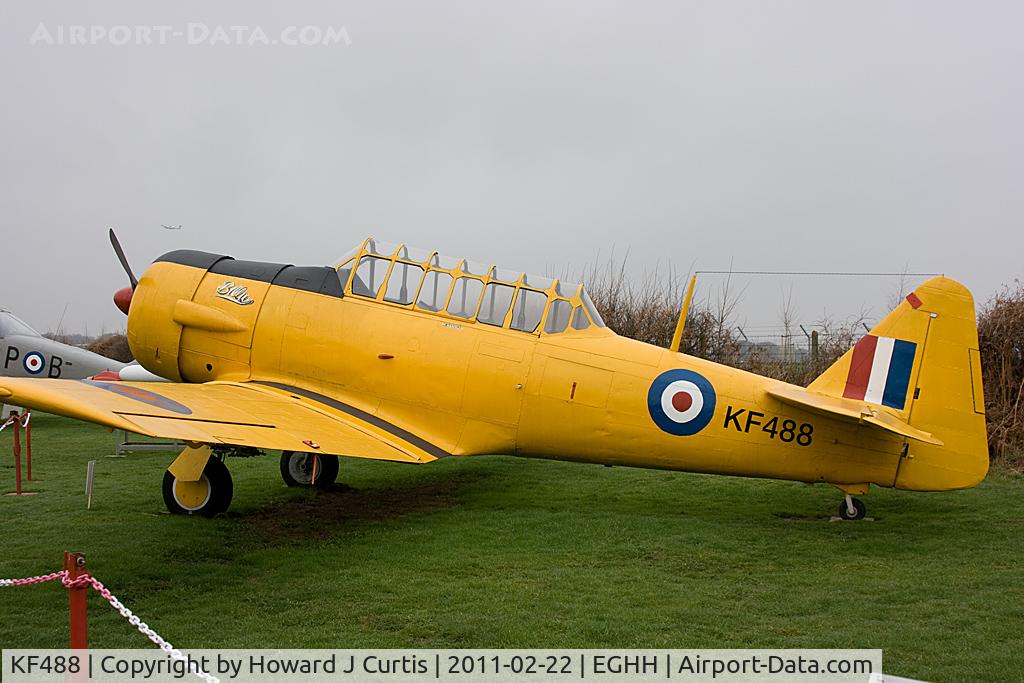 KF488, Noorduyn AT-16 Harvard IIB C/N 14A-2190, Now painted with correct markings. Bournemouth Aviation Museum.