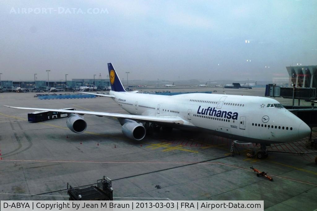 D-ABYA, 2012 Boeing 747-830 C/N 37827, Lufthansa first airline to use the B-747-800 as a passenger plane -- Luxembourg's carrier Cargolux first to put B-747-800 in service as a freight carrier.
