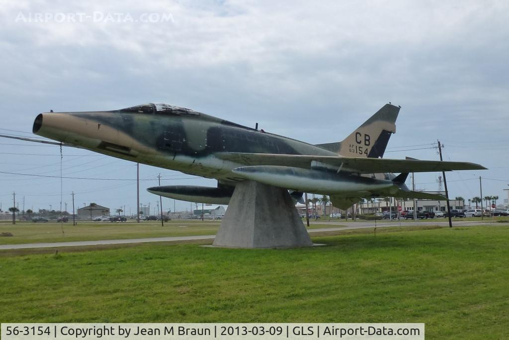 56-3154, 1956 North American F-100D Super Sabre C/N 235-350, Mounted in front of 'Lone Star Flight Museum' in Galveston TX welcoming visitors. A museum well worth a detour !