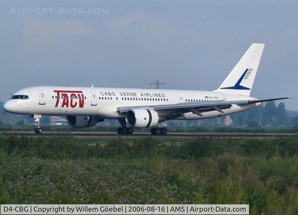 D4-CBG, 1996 Boeing 757-2Q8 C/N 27599, Landing on runway R18 of Amsterdam Airport