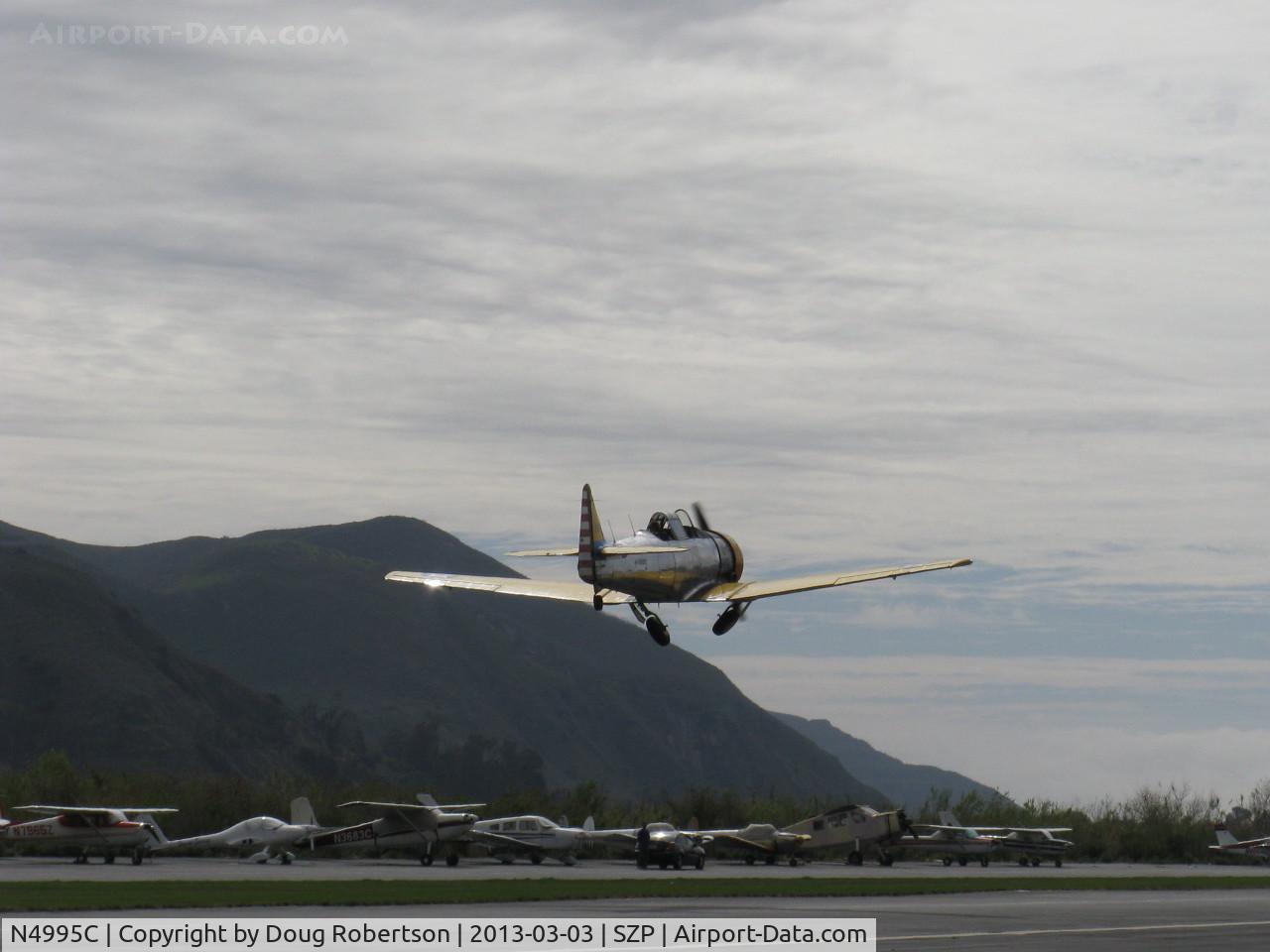 N4995C, 1949 North American T-6G Texan C/N 168-481, 1949 North American T-6G TEXAN 'Thirsty Girl', P&W R-1340 Wasp 600 Hp, 1949 Factory remanufacture, Experimental class, gear coming up
